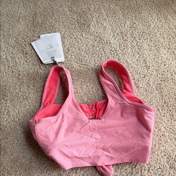 Bombshell Pink Knotted Crop Top S - Picture 4 of 4